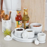 Marble Splendor Round Vanity Tray with Accessories - Elegant Design