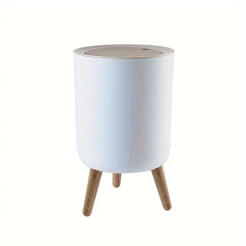 NNETM Primo Supply Nordic Trash Can with Legs - Free-Standing Push Top Waste Basket (1pc, White) Unbranded