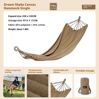 Mobi Garden MengYao Single Canvas Hammock – Heavy-Duty & Portable for Camping, Picnics, and Outdoor Relaxation - KHAKI